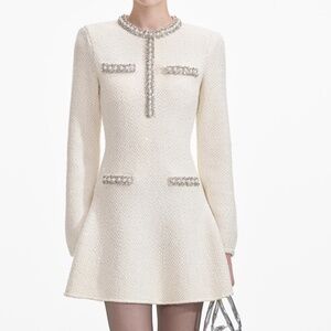 self-portrait Cream Textured Knit Mini Dress Size: S - MSRP $595 - NWT SAVE$$$